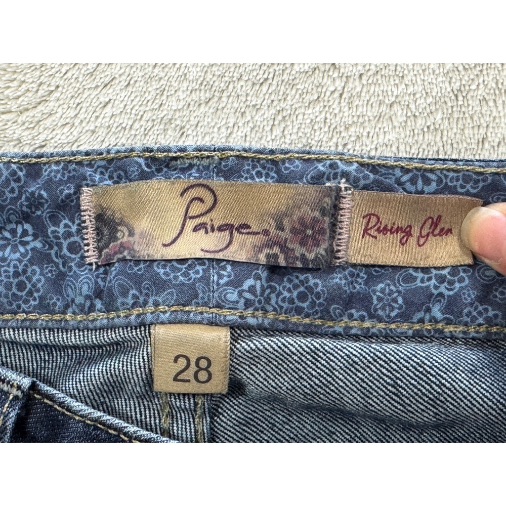 Paige Womens Rising Glen Bootcut Dark Wash Blue Jeans 28 Meas: 28x32.5 - Picture 4 of 7